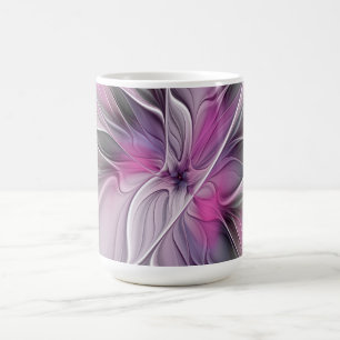 Blumen-Fraktal Moderne Abstrakte Blume Pink Grau Kaffeetasse