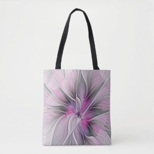 Blumen-Fraktal Moderne Abstrakte Blume Pink Grau Tasche