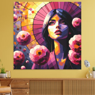Blumen-Frauen-Leinwanddruck Leinwanddruck