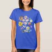 Blumen Frauen Shirt blaues Shirt mit Blume (Vorderseite)
