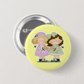Blumen Freunde Mädchen Button (Vorne & Hinten)