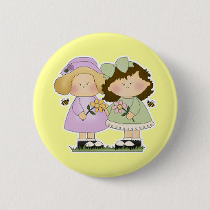 Blumen Freunde Mädchen Button