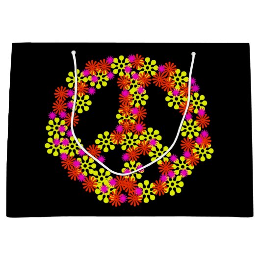 Blumen-Friedenszeichen Große Geschenktüte (Vorderseite)