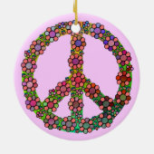 Blumen-Friedenszeichen-Symbol bunt Keramikornament (Hinten)