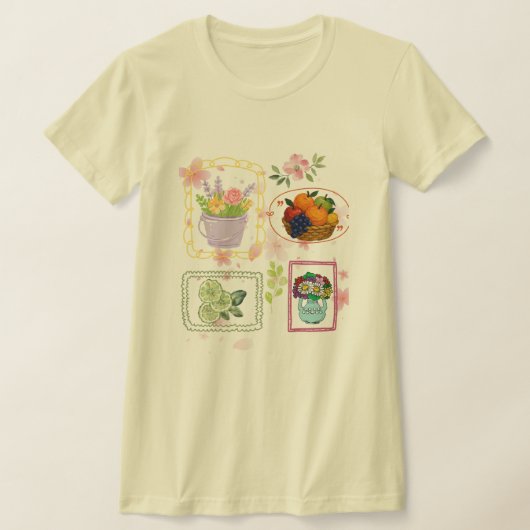 Blumen-Frucht-Illustration T-Shirt |  (Ablage )