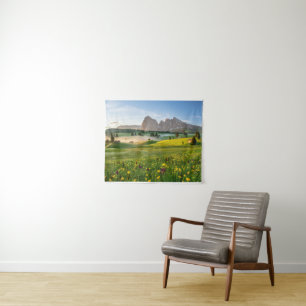 Blumen Frühjahrsalpe di Siusi Langkofel Wandteppich