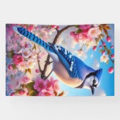 Blumen-/Frühlingsblauer Häher Kunst Banner (Horizontal)