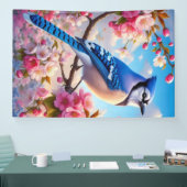 Blumen-/Frühlingsblauer Häher Kunst Banner (Messe)