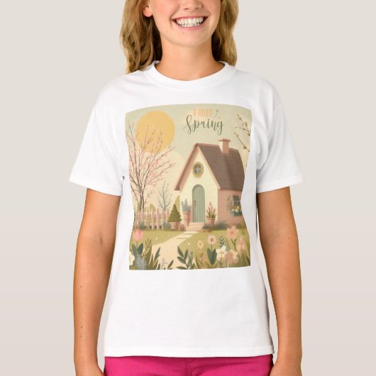 Blumen-/Frühlingshütte T-Shirt (Vorderseite)