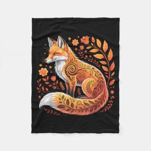 Blumen Fuchs Blumen Kunst Fuchs Im Herbst - Herbst Fleecedecke (Vorderseite)