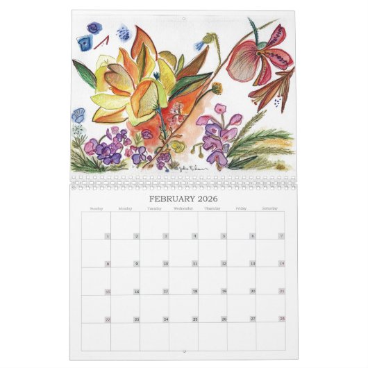 Blumen für das Jahr Kalender (Feb 2026)