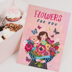 Blumen für dich zum Geburtstag Blumenstrauß Grußka Karte