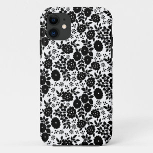 Blumen-Gänseblümchen-Vintage-Schwarz-Muster Case-Mate iPhone Hülle
