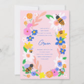 Blumen Garden Bees Baby Dusche Einladung (Vorderseite)