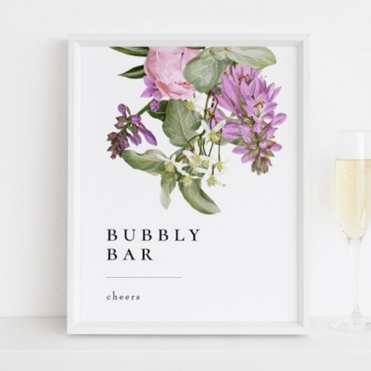Blumen-Garten-Brautparty-Sprudel-Bar-Schild Poster