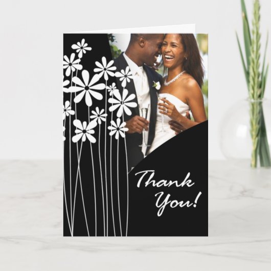 Blumen-Garten danken Ihnen (Schwarzes u. Weiß) Dankeskarte (Vorderseite)