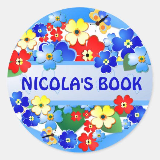 Blumen-Garten ~ Namen-Aufkleber Runder Aufkleber (Vorderseite)