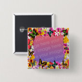 Blumen-Garten-Rahmen Button (Vorne & Hinten)