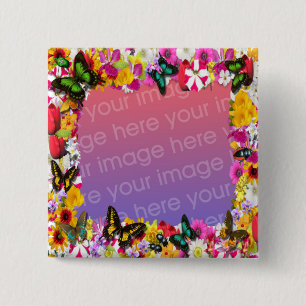 Blumen-Garten-Rahmen Button