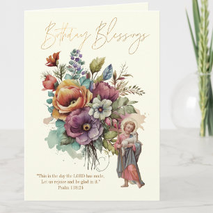 Blumen Geburtstag Religiöse Schrift Jesus  Dankeskarte