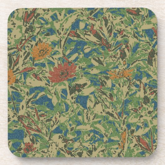 Blumen gegen Blatttarnungsmuster Untersetzer (Vorderseite)