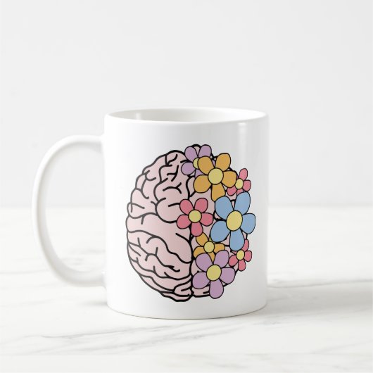 Blumen-Gehirn Geist Kaffeetasse (Links)