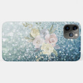 *~* Blumen gekauft AQUAMARINE Floral Ombre Glitzer Case-Mate iPhone Hülle (Rückseite (Horizontal))