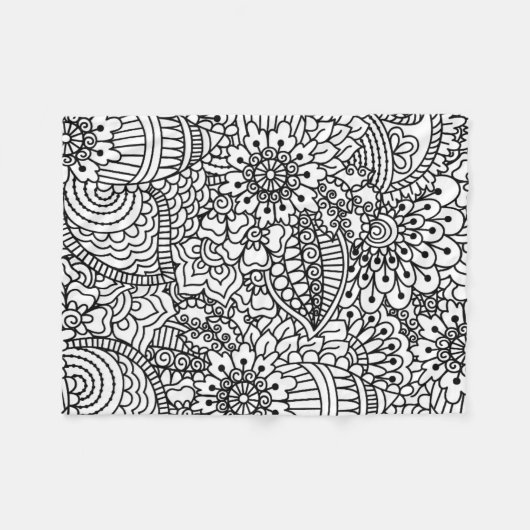 Blumen-Gekritzel Fleecedecke (Vorderseite (Horizontal))