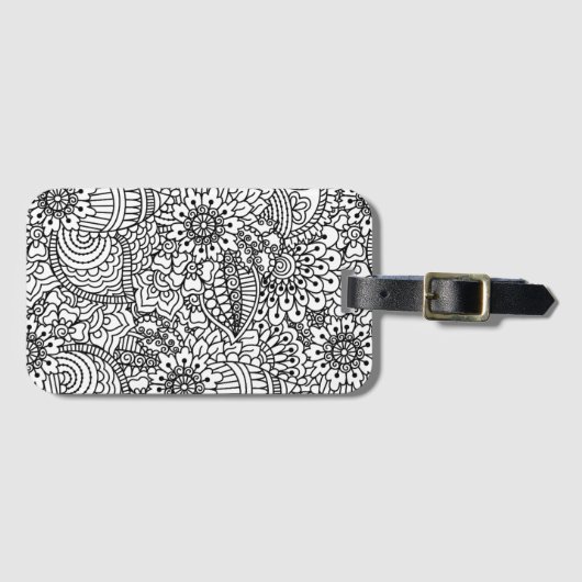 Blumen-Gekritzel Gepäckanhänger (Vorderseite (Horizontal))