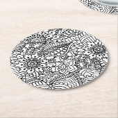 Blumen-Gekritzel Runder Pappuntersetzer (Angewinkelt)