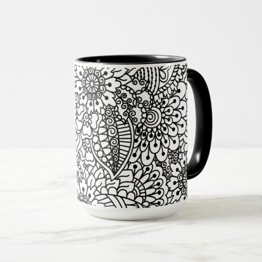 Blumen-Gekritzel Tasse (VorderseiteRechts)