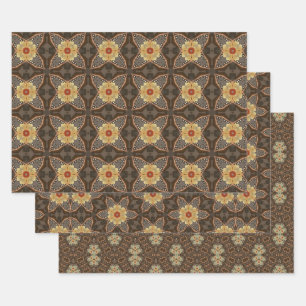 Blumen Gelb Braun Papierpackung 13 Geschenkpapier Set