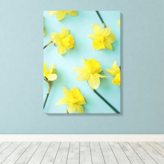 Blumen | Gelbe Daffodien Leinwanddruck (Insitu (Holzboden))