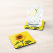 Blumen | Gelbe Sonnenblume Getränkeuntersetzer (Rechte Seite)