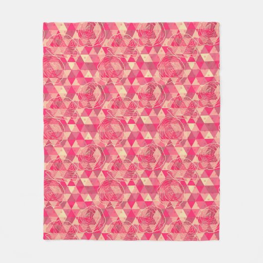 Blumen geometrisches Muster Fleecedecke (Vorderseite)