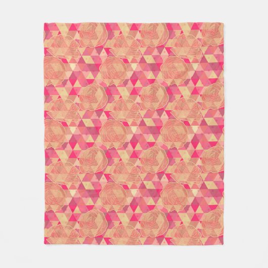 Blumen geometrisches Muster Fleecedecke (Vorderseite)