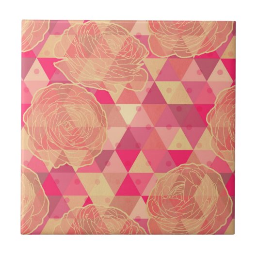 Blumen geometrisches Muster Fliese (Vorderseite)