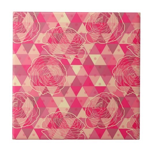 Blumen geometrisches Muster Fliese (Vorderseite)