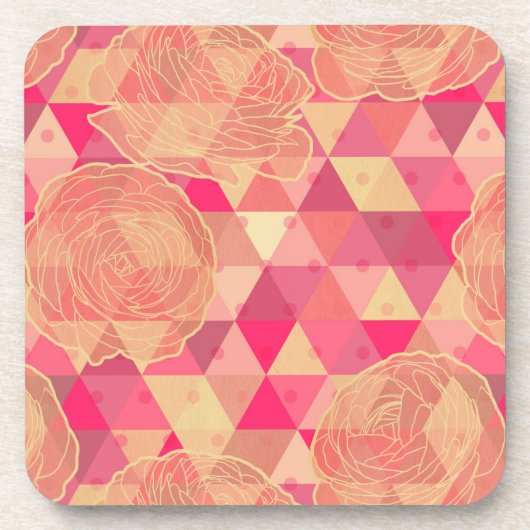 Blumen geometrisches Muster Getränkeuntersetzer (Vorderseite)