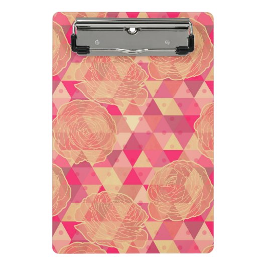 Blumen geometrisches Muster Mini Klemmbrett (Vorderseite)