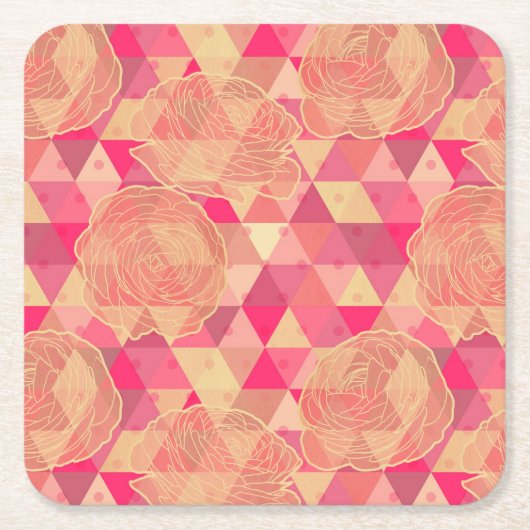 Blumen geometrisches Muster Rechteckiger Pappuntersetzer (Vorderseite)
