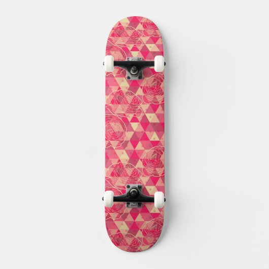 Blumen geometrisches Muster Skateboard (Vorderseite)
