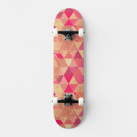 Blumen geometrisches Muster Skateboard (Vorderseite)