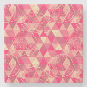 Blumen geometrisches Muster Steinuntersetzer