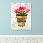 Blumen | Geranium in Blume in Pot Leinwanddruck (Insitu (Holzboden))