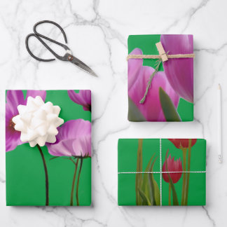 Blumen Geschenkpapier Bogen Set