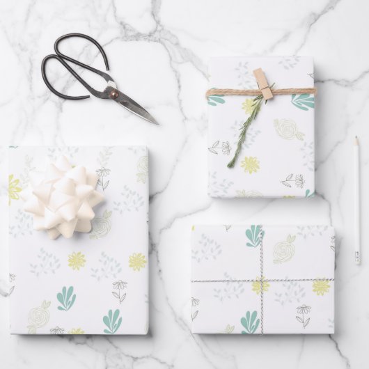 Blumen Geschenkpapier Set (Vorderseite)