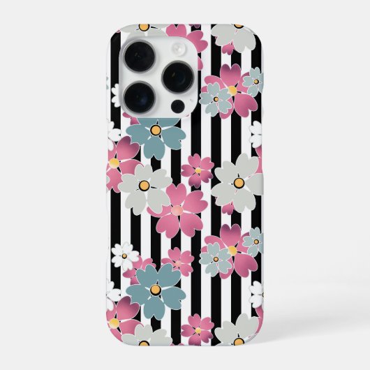Blumen, gestreift iPhone hülle (Rückseite)