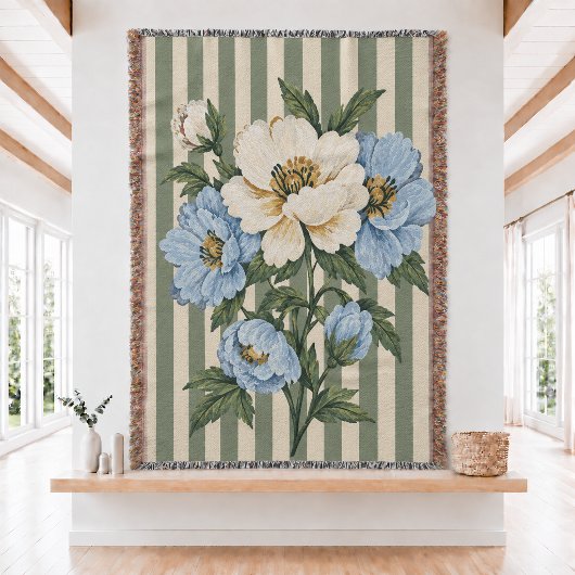 Blumen gestreifte Webdecke Decke