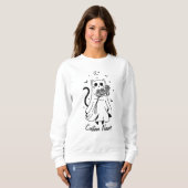 Blumen-Ghost-Katze Halloween Sweatshirt (Vorne ganz)